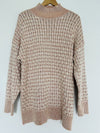 KNOX ROSE Heavy Knit Long Sweater Sz L Cream Peach Color Mock Neck Boho