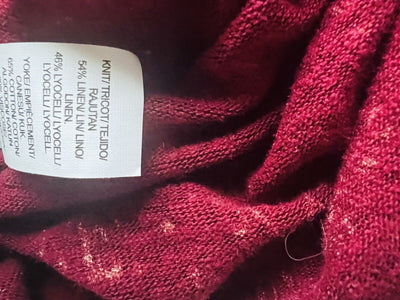 LUCKY BRAND Burgundy Sleeveless Top Sz XL Ornate Pattern Cotton Linen Blend Boho
