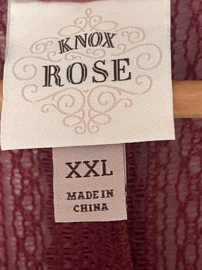 KNOX ROSE Fuchsia Flowy Top Sz XXL Lace Ruffle Flared Long Sleeves Blouse
