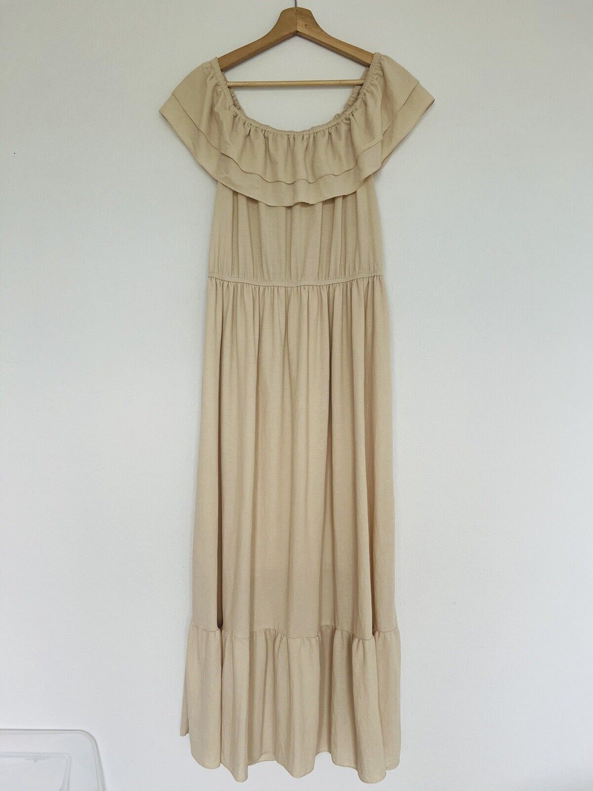 Anna-Kaci OffThe Shoulder Maxi Dress Sz XXL Double Ruffle Stretchy Western Boho