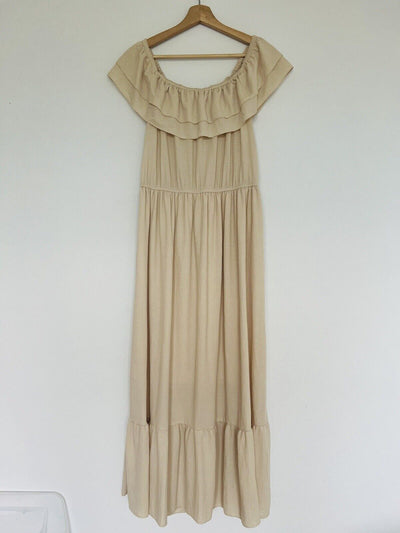 Anna-Kaci OffThe Shoulder Maxi Dress Sz XXL Double Ruffle Stretchy Western Boho