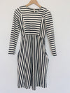 ORANGE CREEK Terry Cloth Dress Sz S Stripped Dark Grey White Pull￼over Pockets