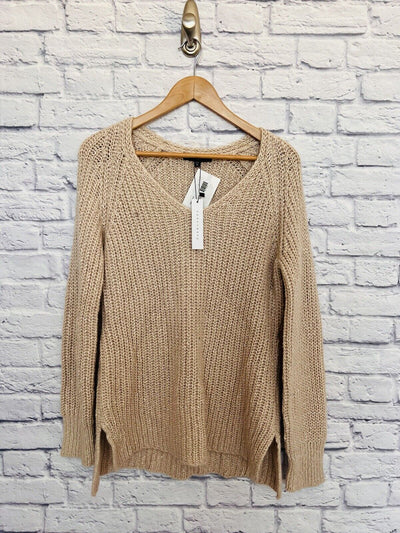 SANCTUARY NWT Chunky Knit Sweater Sz M Long Sleeve V-Neck Cotton/Alpaca Hi-Low