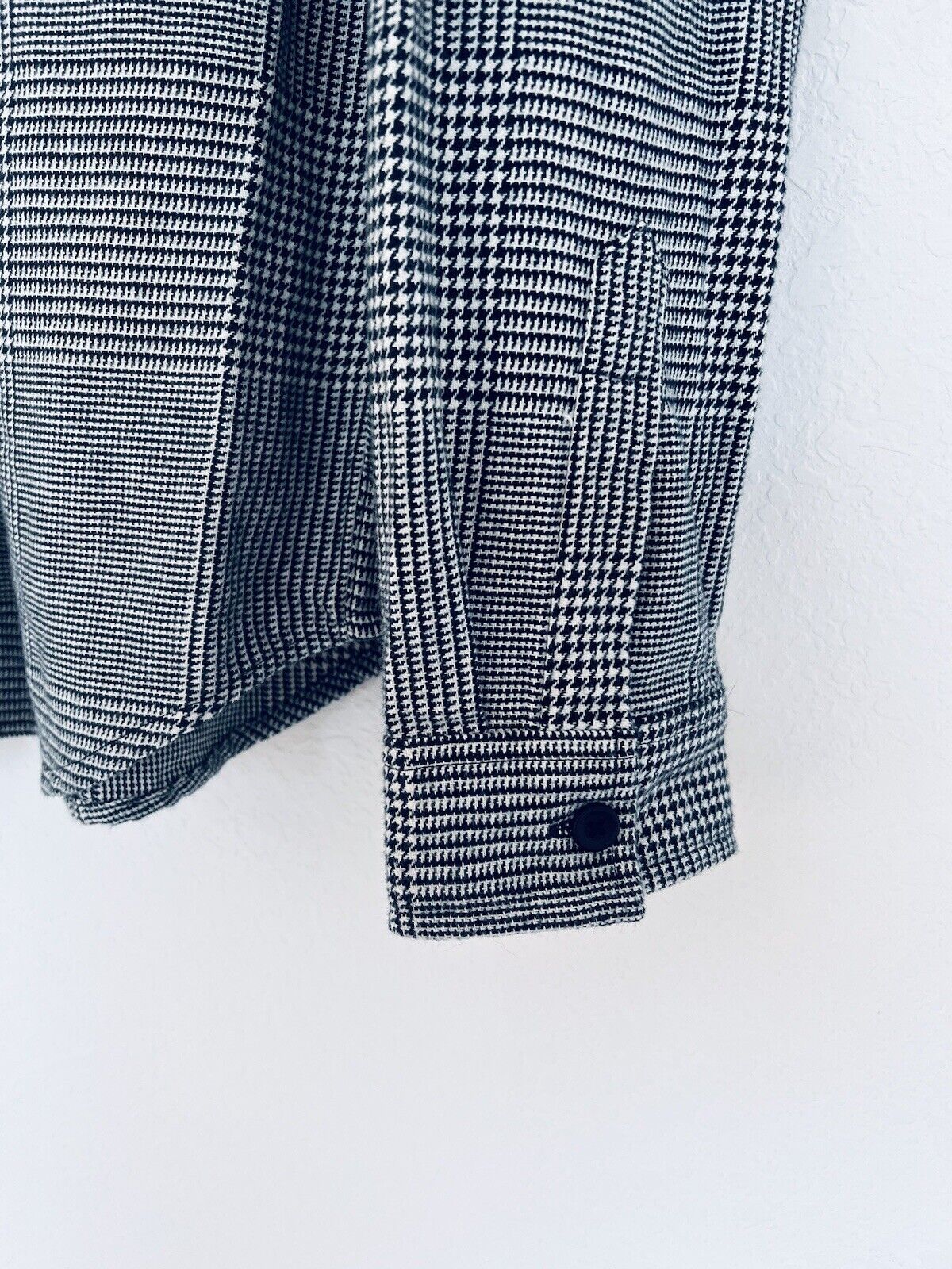 ORIGINAL USE Mens Hooded Shirt Sz M Heavyweight Pockets Long-Sleeve Houndstooth