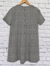 ZARA Black/White Plaid Dress Sz XS TRF Collection Short Sleeve V-Neck Academia