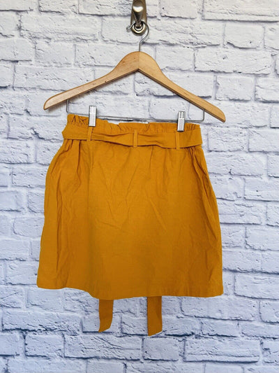 HESPERUS Mustard Yellow Paperbag Waist Mini Skirt Size M