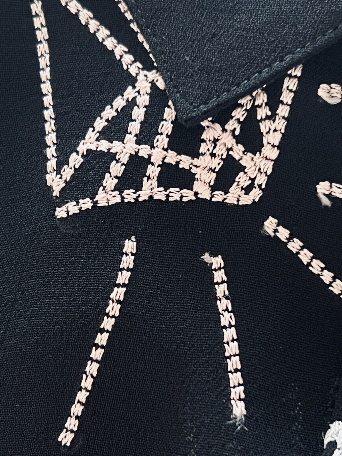 ALLSAINTS Kyra Embroidered Blouse Sz M Black Lightweight Sheer Button Down