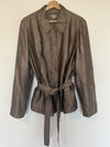 J. JILL Metallic Belted Lightweight Jacket Sz 16 Metallic Sping Zip Front