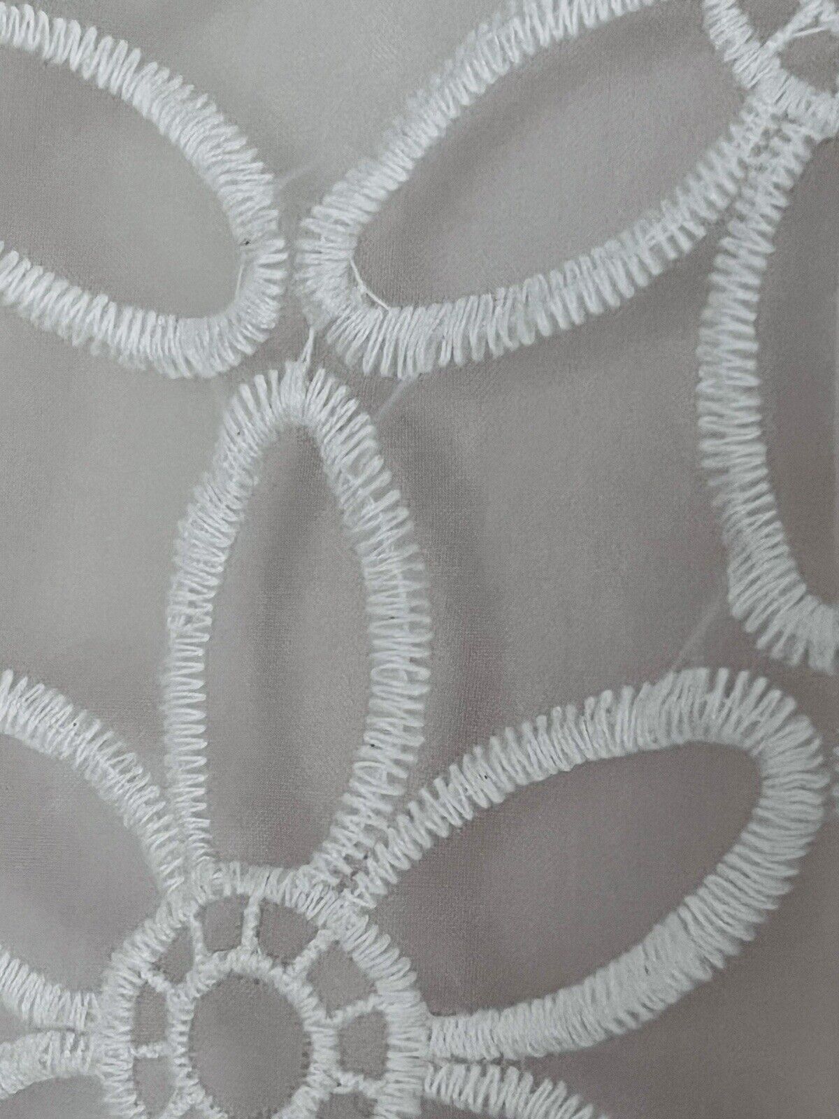 PAZZO Floral Crochet Lace Overlay Blouse Ivory Sz S Short Puff Sleeves Boho Top