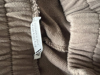 ZARA Womens Elastic Waist Cargo Pants Sz L Brown Parachute Oversized Relaxed Fit
