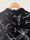 ALLSAINTS Kyra Embroidered Blouse Sz M Black Lightweight Sheer Button Down