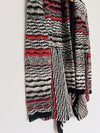 NIC + ZOE Linen Blend Cardigan Sweater Sz XS Stripe Drape Front Red Black Knit