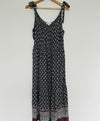 BEACH LUNCH LOUNGE Dress Sz XL Shoulder Tie Fit Flare Geometric Navy Travel Boho