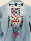 ANDREE by Unit Embroidered Shirt Sz S Botton Down Top  Aztec Southwestern Boho