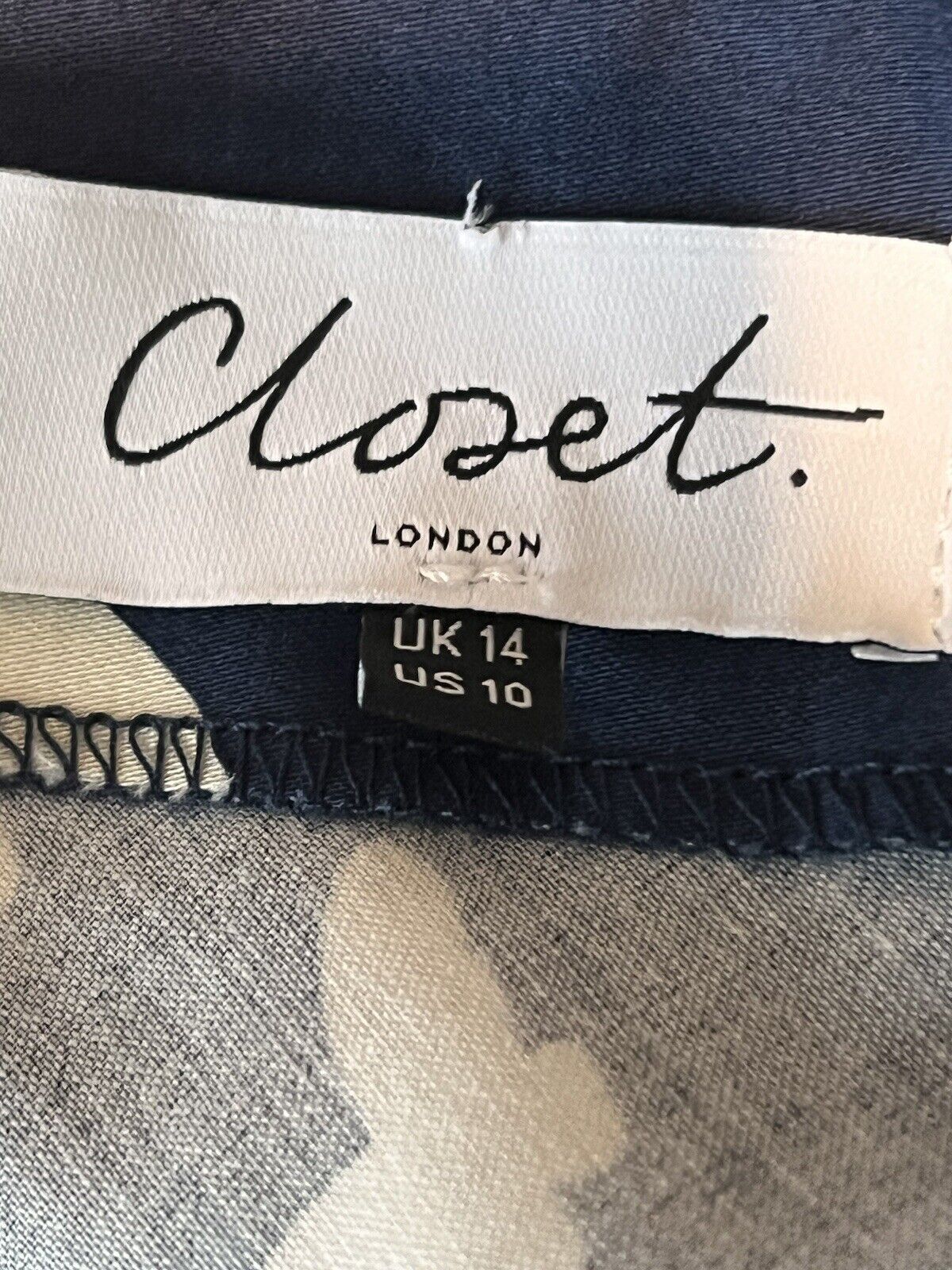 MODCLOTH Closet London Midi Dress Sz 10 Fit Flare Navy/Tan Butterfly Print