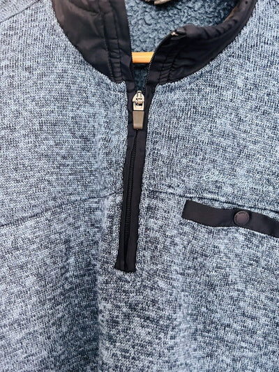 EDDIE BAUER Mens Pullover Sweater/Jacket Sz XL Blue Quarter Zip Cotton Fleece