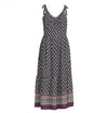 BEACH LUNCH LOUNGE Dress Sz XL Shoulder Tie Fit Flare Geometric Navy Travel Boho
