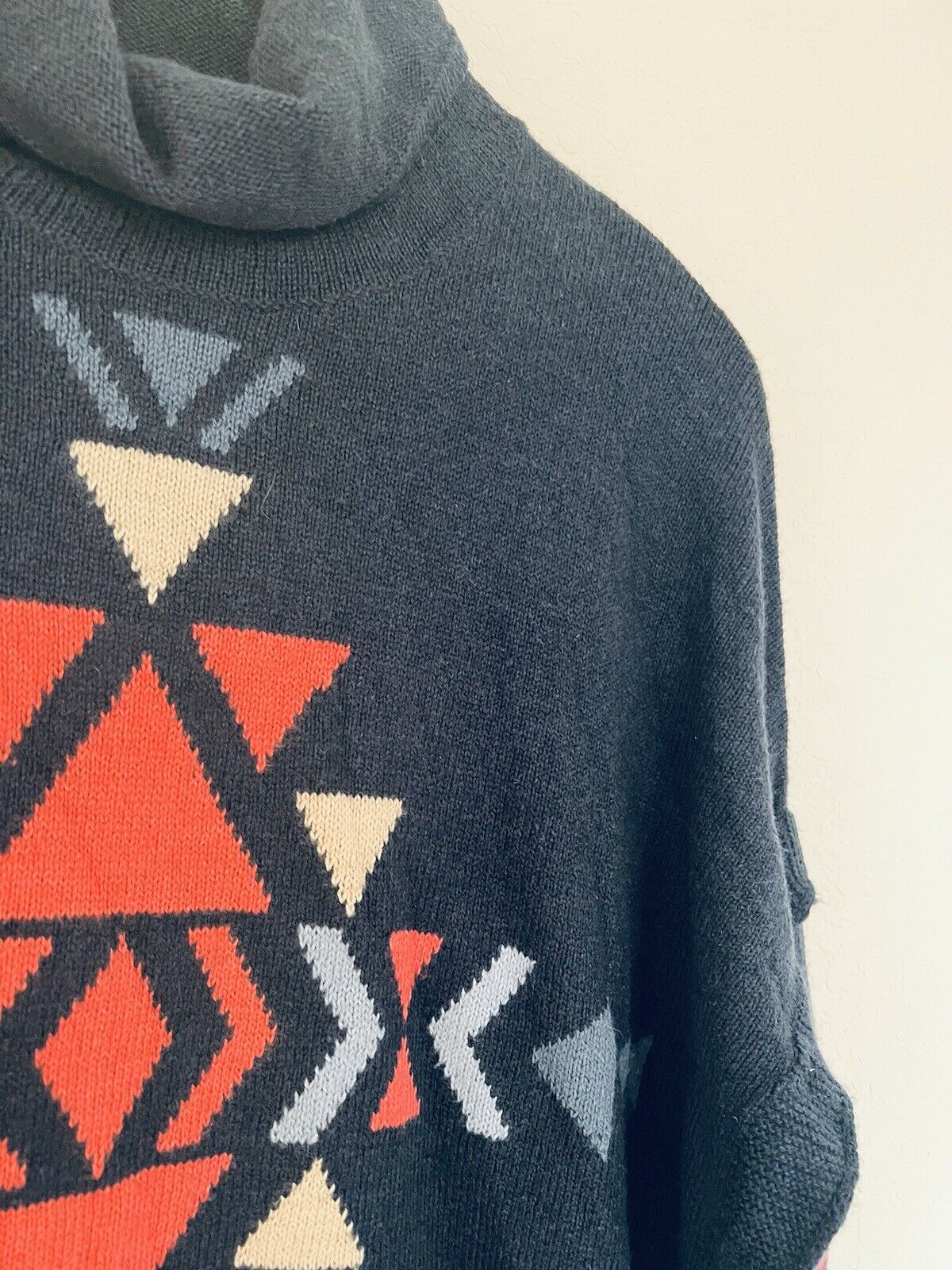J. JILL Aztec Turtleneck  Sweater Sz S Doleman Sleeve Tunic Botton Boho Western