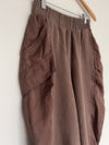 ZARA Womens Elastic Waist Cargo Pants Sz L Brown Parachute Oversized Relaxed Fit