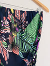BEACH BREAK Navy Blue Jumpsuit Sz M Wide Legs Strapless Cover-Up Tassel Tropical