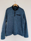 EDDIE BAUER Mens Pullover Sweater/Jacket Sz XL Blue Quarter Zip Cotton Fleece