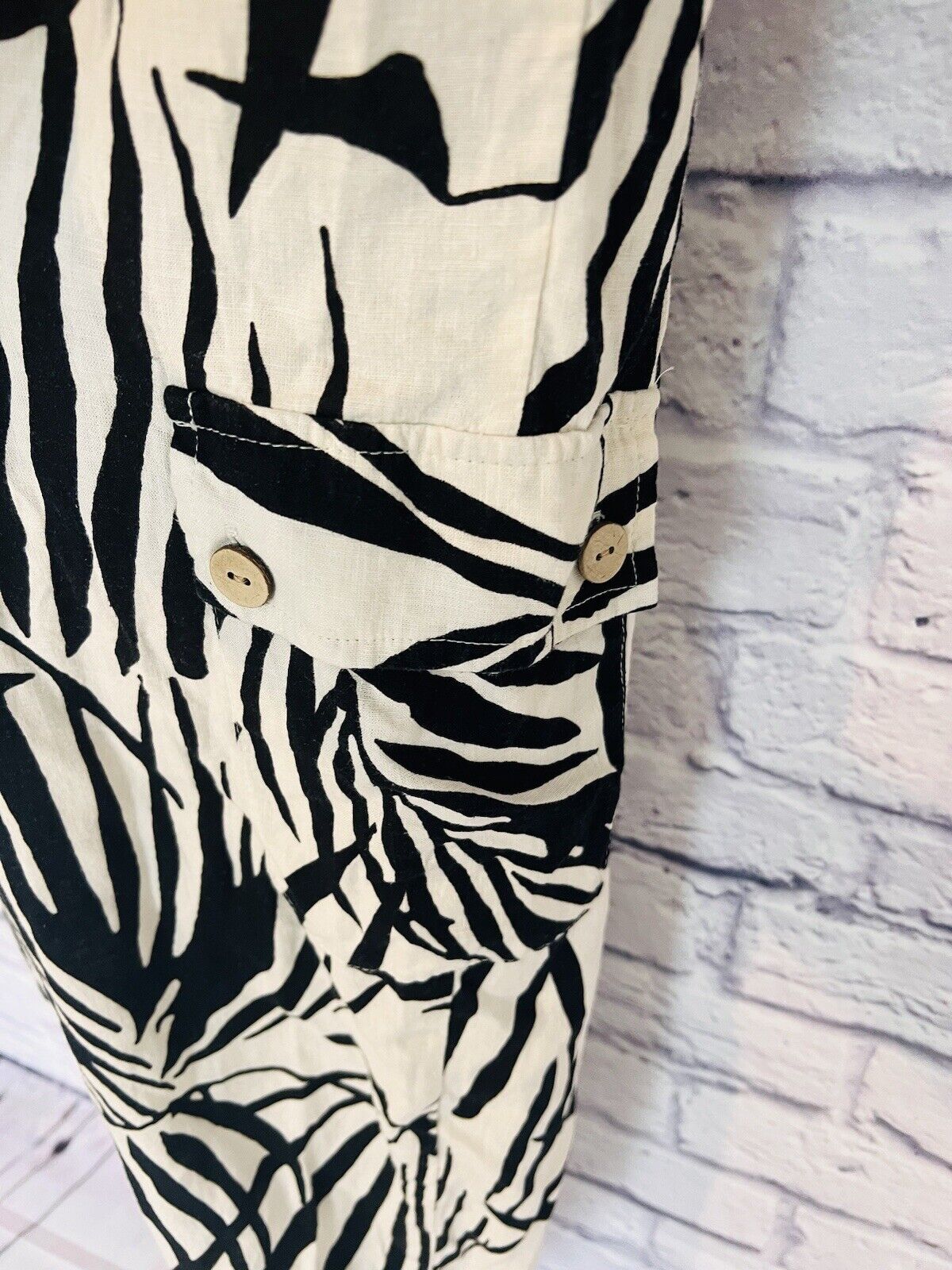 RACHEL ZOE Zebra Animal Print Drawstring Pant Sz S Linen Blend Oversized Fit