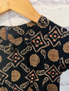 MINI ANGEL Girls 10 Black Dress Rayon Layered Lined Gometric Print Bows Flowers