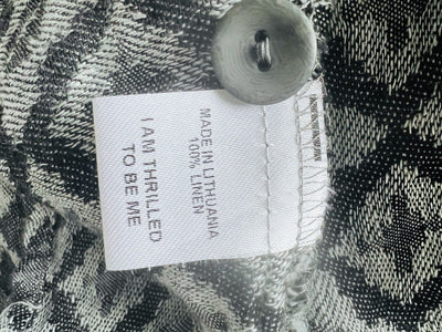 FLAX 100% Linen Jacket 2G Shifty Long Duster Gray/Silver Button Jacquard