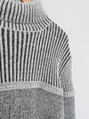 NICK DANGER Mens Chunky Turtle Neck Sweater Sz L Grandpa Gray/White Academia