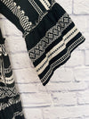 ELAN Thick Woven Babydoll Dress, Black/White Sz M Tribal Western Boho Rodeo