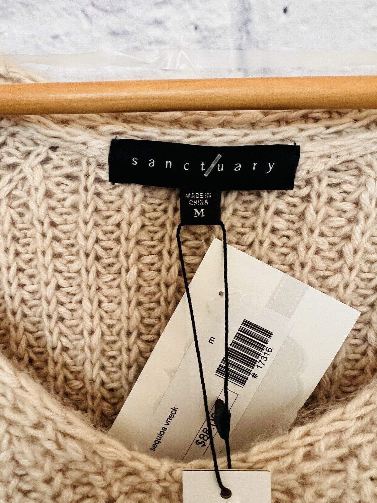 SANCTUARY NWT Chunky Knit Sweater Sz M Long Sleeve V-Neck Cotton/Alpaca Hi-Low