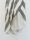 LULUS Cotton Linen Blend Wrap Skirt Sz S Grey White Striped Maxi Lined Tie Waist