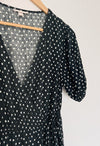 KNOX ROSE Short Sleeve Actual Wrap Dress Sz S Pockets Puff Sleeves Polka Dot