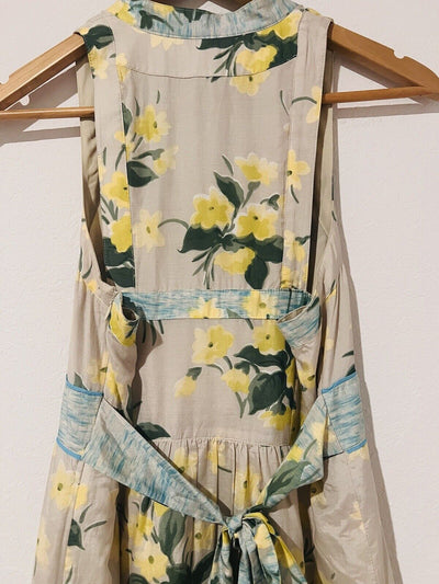 ANTHROPOLOGIE Maeve Dutch Yellow Shift Dress Sz 6 Silk Blend Floral Cottage Core