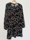 LOFT Floral Long Sleeve MIDI Dress Sz 12 Fit & Flare Zip Closure Boho
