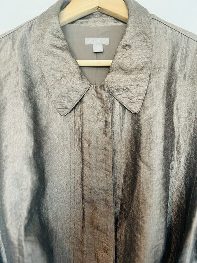 J. JILL Metallic Belted Lightweight Jacket Sz 16 Metallic Sping Zip Front