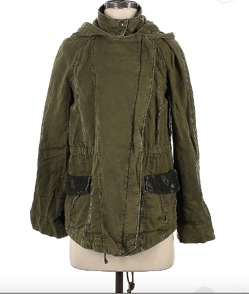 ANTHROPOLOGIE Hei Hei Utility Jacket XS Army Green Hooded Lace Detail