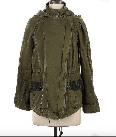 ANTHROPOLOGIE Hei Hei Utility Jacket XS Army Green Hooded Lace Detail