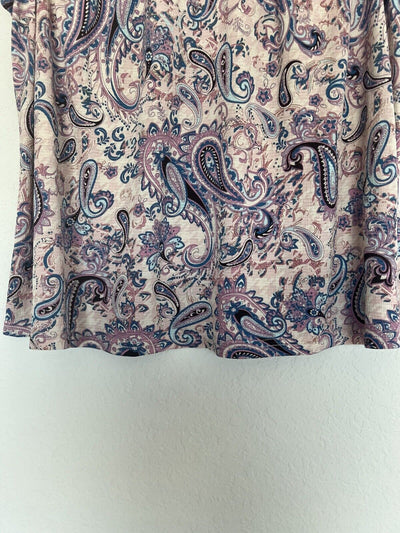ANTHROPOLOGIE Melloday Pink Paisley Tank Top Sz XL Lace Detail Boho Blouse