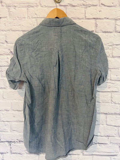MADEWELL Womens Botton Up Shirt Gray Sz M Short Sleeve Classic Workwear Career