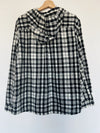 L.L. BEAN Womens Plaid Black Jacket Sz L Zip Up Cotton Hooded Flannel