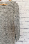 LOFT Womens Sweater Dress Sz M Black & White Heavy Knit Warm Trending Style