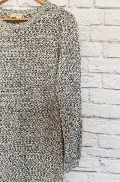 LOFT Womens Sweater Dress Sz M Black & White Heavy Knit Warm Trending Style