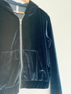 Fabletics Velvet Velour Sweatshirt Sz S Gold Zip Hoodie Dark Navy