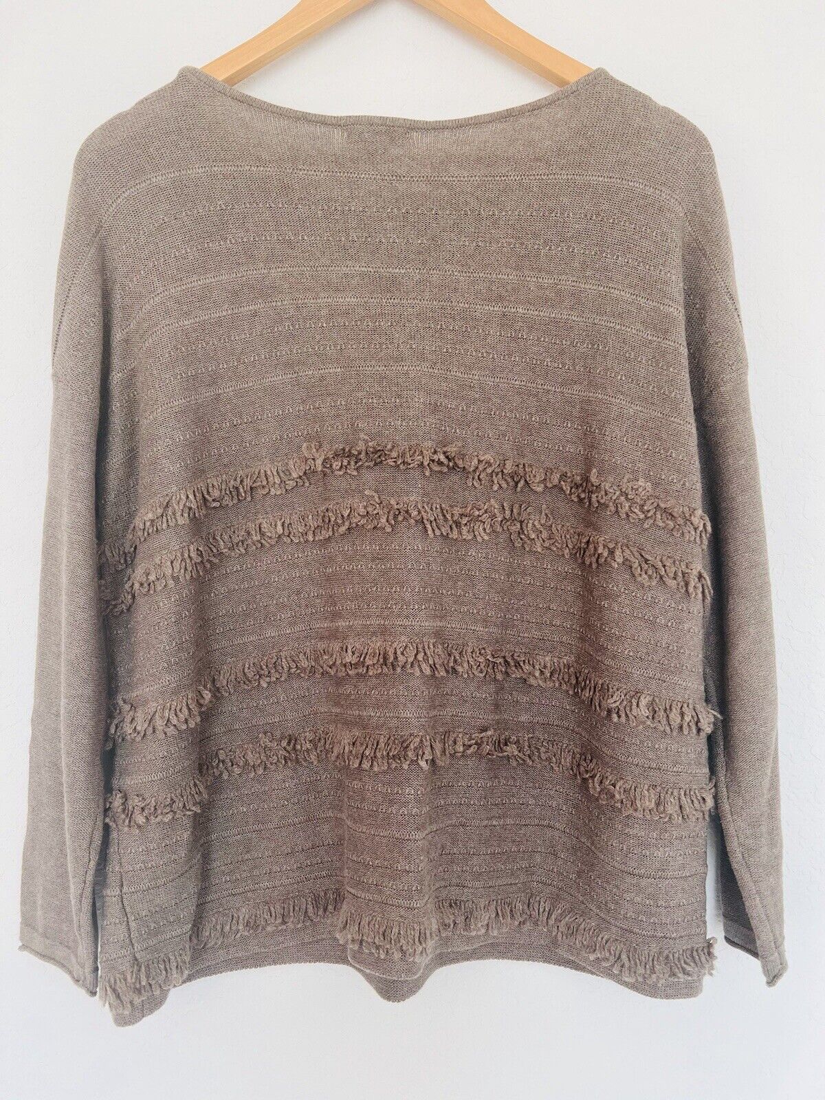 J. JILL Brown Textured Sweater Sz S Brown Long Sleeve Round Neck Wool Blend