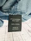 HAUTE MONDE NWT Womens Button Front Denim Shirt Sz L Blue Long Sleeve Collar Top