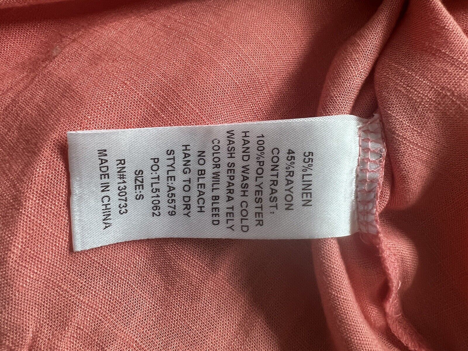 UMGEE Linen Blend Tunic Top Sz S Coral Ruffled Paisley Bell Sleeve Boho