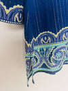 CHICO’S Paisley Blouse Sz Large Blue Lightweight Cotton Metallic Stripe Large