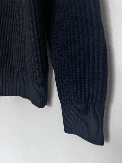Banana Republic Navy Blue Merino Wool Sweater Sz S V-Neck Shoulder Botton Detail