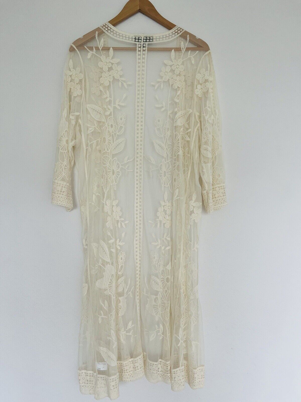 LANE BRYANT Cream Lace Overlay Kimono Cardigan Sz 14/16 Cover Up Boho Western